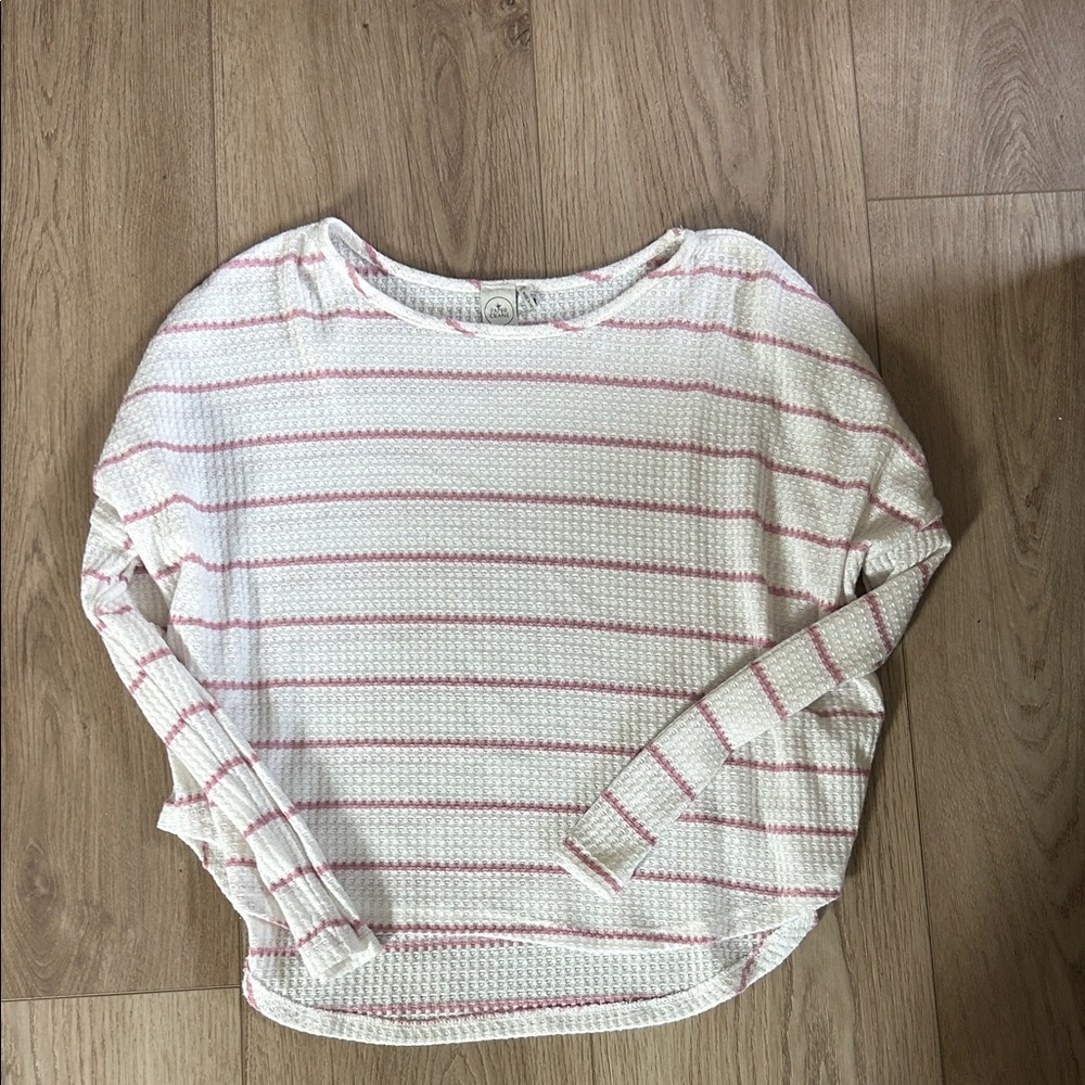 Paper Crane Women's Sweater - Pink and White Stripes